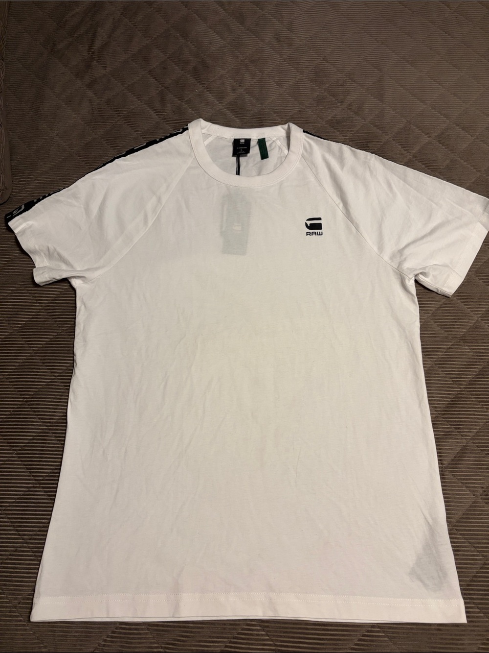 G-Star Men’s White Crewneck Tee with Black Logo Trim Sz L